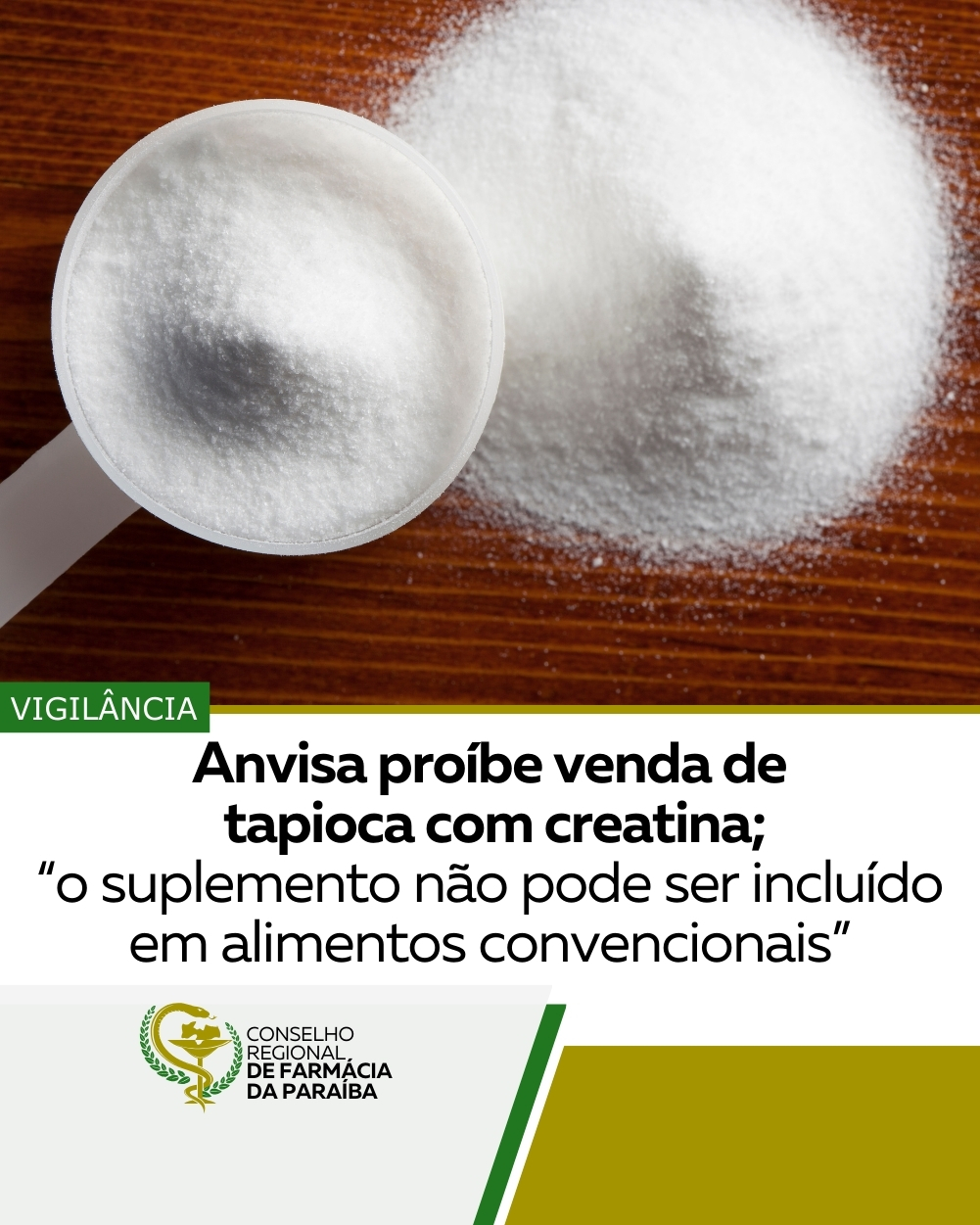 ANVISA PROÍBE VENDA DE TAPIOCA COM CREATINA