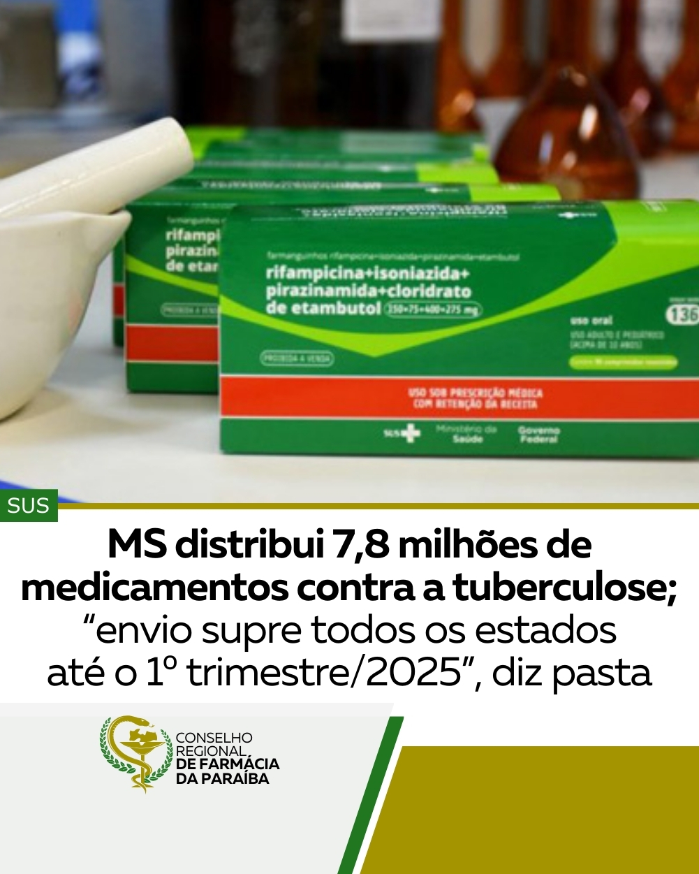 MS DISTRIBUI 7,8 MILHÕES DE MEDICAMENTOS CONTRA TUBERCULOSE 