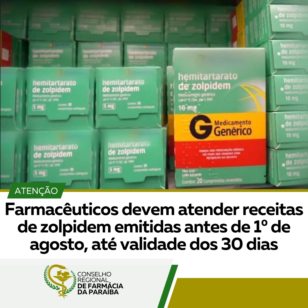 RECEITAS DE ZOLPIDEM EMITIDAS ANTES DO DIA 1° DE AGOSTO