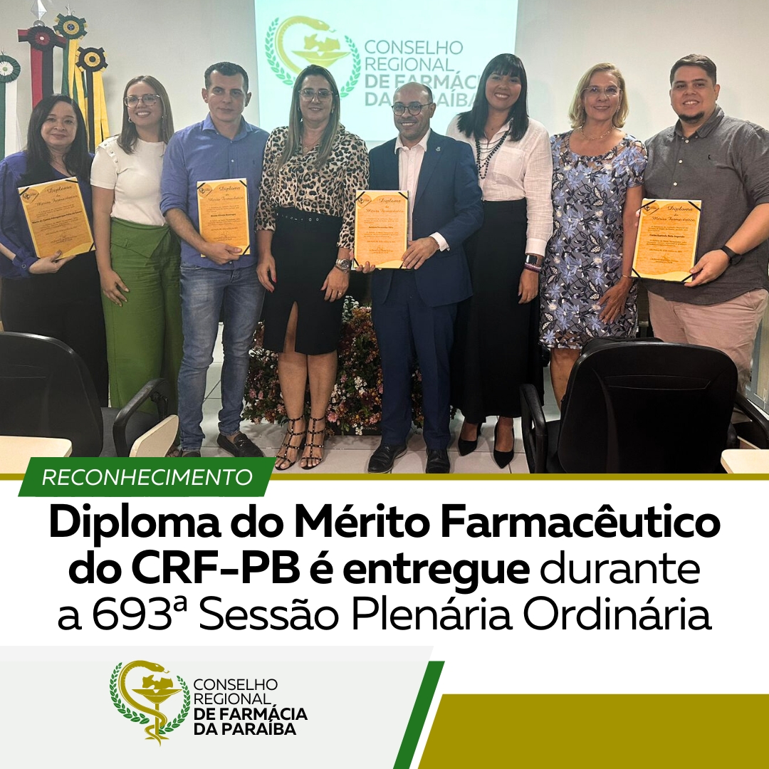 DIPLOMA DO MÉRITO FARMACÊUTICO DO CRF-PB