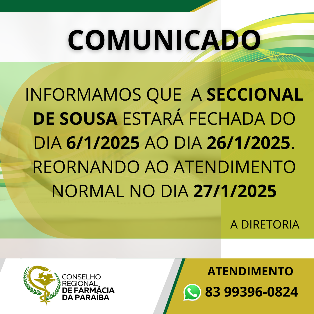 EXPEDIENTE NA SECCIONAL DE SOUSA EM JANEIRO DE 2025