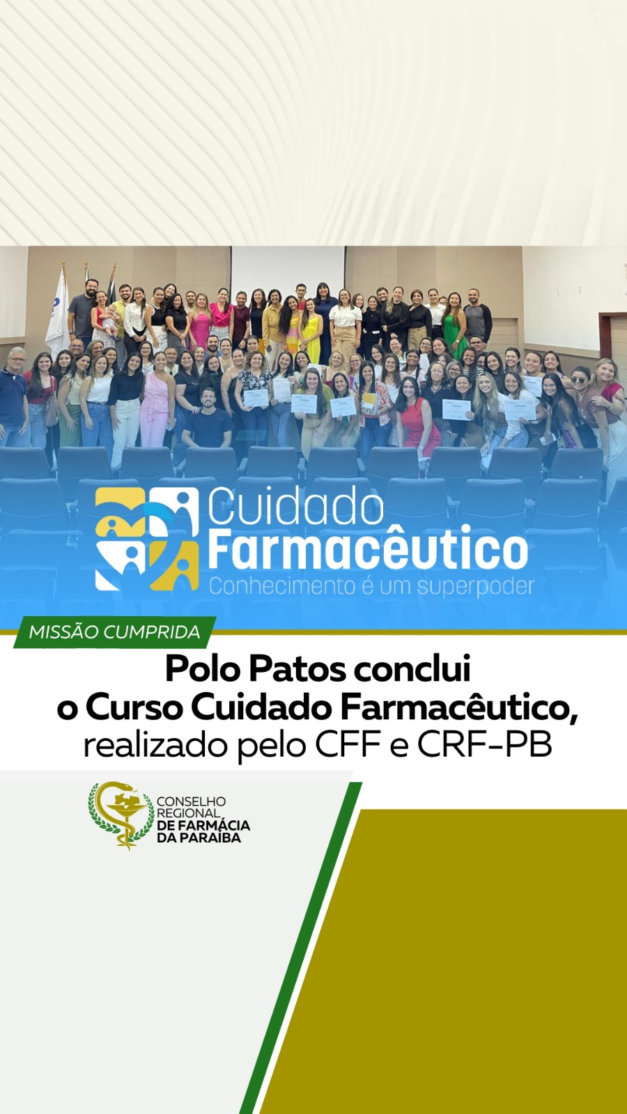 POLO PATOS CONCLUI O CURSO CUIDADO FARMACÊUTICO