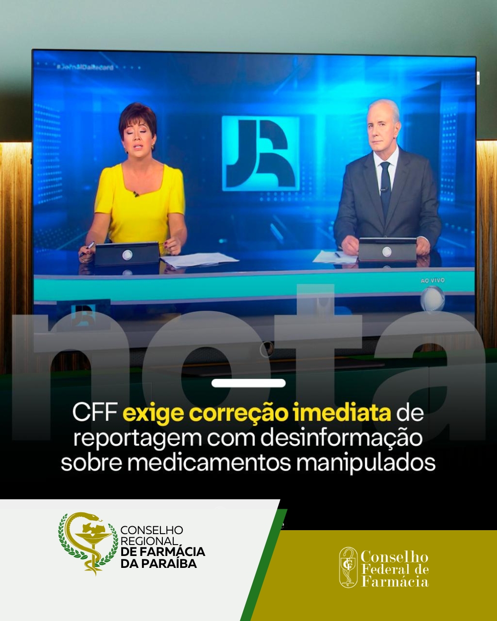 CFF EXIGE CORREÇÃO IMEDIATA DE REPORTAGEM COM DESINFORMAÇÃO SOBRE MEDICAMENTOS MANIPULADOS