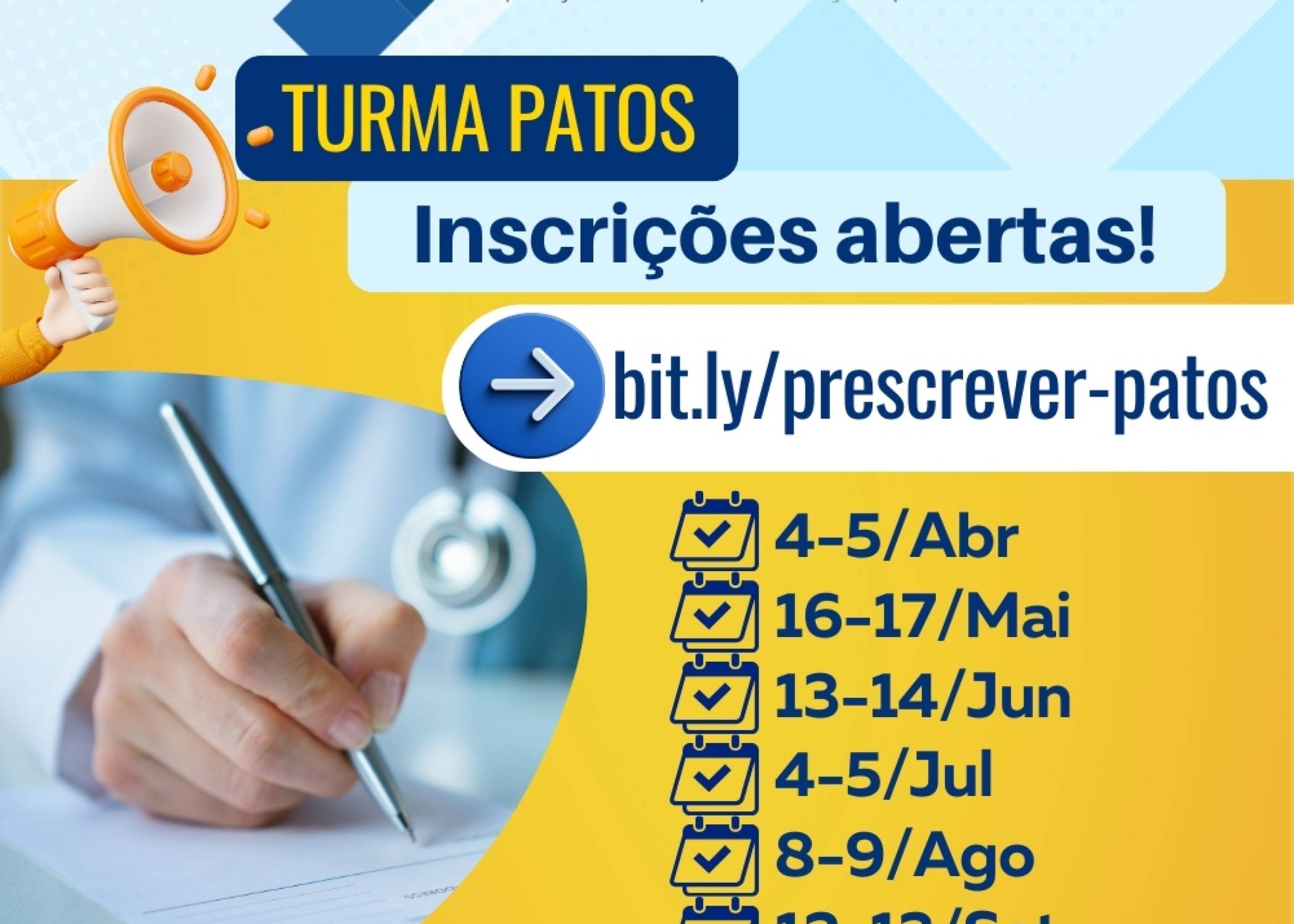 INSCRIÇÕES ABERTAS! PRESCREVER, TURMA PATOS!